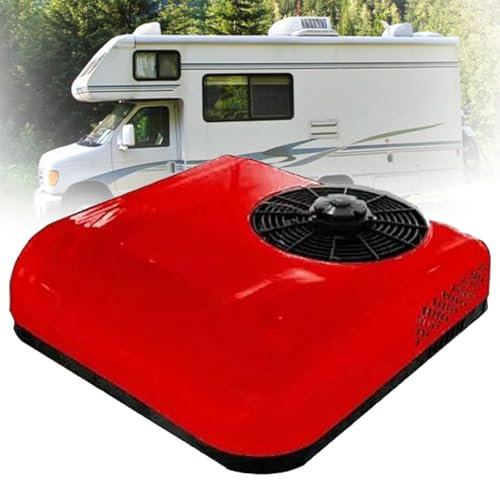 YLANMEI Ensemble d'évaporateur de climatisation 12v/24v, télécommande de climatisation pour Camping-Car, pour Voitures, camions, Maisons Mobiles,Red-12V