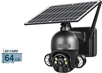 MZZYG Solar Security Camera 4MP WIFI Security Camera 6W Solar Video Surveillance Camera 4G Sim Card Slot Audio PTZ Wireless IP Camera Outdoor(4MP 4G Add 64G)