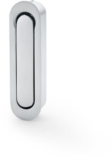 Flush Sliding Pocket Door Pull Handle - Satin Chrome 70mm x 19mm Radius Edge