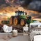 Fototapete Grüner Traktor 300 x 210 cm Tapete Fototapeten Vlies Tapeten UV-Beständigkeit Ländliche Felder Wandtapete Kindergarten Wohnzimmer Wanddeko Tapete