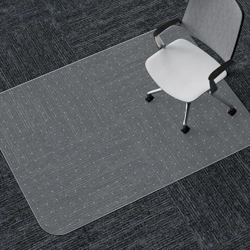 WASJOYE Office Chair Mat Carpet Protection, 90x120 cm (3'x4') Non-slip PVC, Home Office Chair Floor Protectors, 2.2mm Thick, Transparent