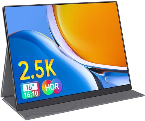 Anyuse 40,6 cm (16 Zoll) QHD USB-C HDMI HDR tragbarer Monitor | 16 Zoll QHD 2.5K IPS HDR, Smart Cover+Lautsprecher, USB-C/HDMI, Plug&Play, für PC/Mac/Phone/PS5/Xbox/Switch