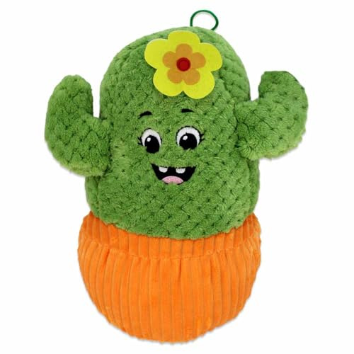 BEMIRO Cactus Kuscheltier – 30 cm, Flauschig Weich, Im Bunten Topf, Mit Schlaufe zum Aufhängen, Füllmaterial Aus 100% Recycelten Plastikflaschen (Dunkelgrün)