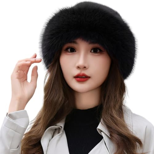 Damen Fellmütze Pelzmütze Wintermütze Warm Weich Pelz mütze Damen Hut Winter Weiche Kunstpelz Flauschige Fischerhut Breite Krempe Fellmütze Winter Warme Mütze für Mädchen Krempe Flauschige Mütze Y01