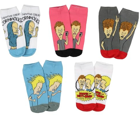 Bioworld MTV Beavis and Butthead The Great Cornholio Mix & Match Knöchelsocken für Damen und Herren, 5 Paar, Beavis and Butthead Cornholio, Einheitsgr��e