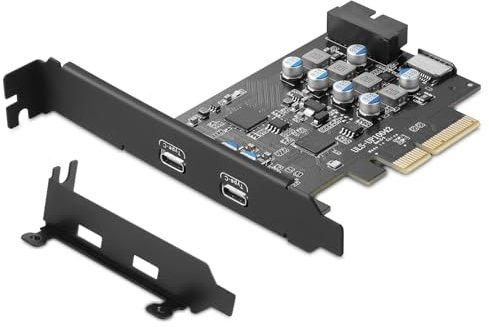 YEELIYA USB C PCIe Karte 10 Gpbs, USB 3.1 Erweiterungskarte mit 2 x Type C & 2 Internen Ports (Type-E, 19 Pin USB3.0 Header) Front Panel Adapter für Desktop PC