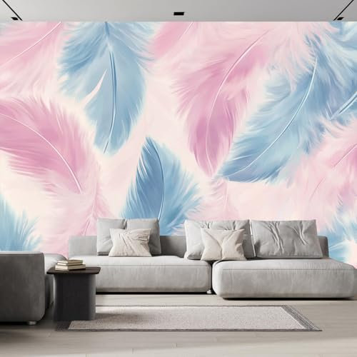 Fototapete Rosa Feder Tapete Fototapete， Abstrakte Tiere Tapete Wandbilder Wohnzimmer Schlafzimmer Kinderzimmer Dekoration Moderne Wanddeko 250×175cm