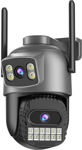 ANBIUX 2K/6MP Camera Surveillance WiFi Exterieure, 2.4/5G Camera Exterieur, Caméras De Surveillance Double Lentille, 360°, PTZ, Vision Nocturne, Audio Bidirectionnel, Suivi Automatique, IP66