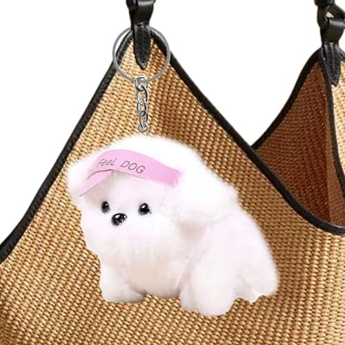 Jouet animal en peluche pour chien avec porte-clés,animaux en peluche porte-clés pour chien,Porte-clés en peluche pour chien, jouet animal en peluche - Porte-clés animal en peluche chien pour sac d'éc