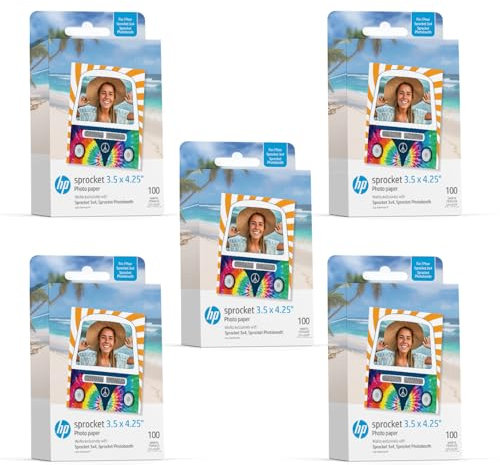 HP Sprocket 3,5 x 4,25” Zink-Fotopapier mit Kleberückseite (500er-Pack) – Kompatibel mit HP Sprocket 3x4 Fotokabine und Fotodrucker