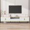 WASAGA Meuble TV aspect marbre avec tiroirs, meuble TV moderne, convient pour les téléviseurs jusqu'à 90, trois tiroirs et une gestion des câbles 200 x 40 x 46 cm