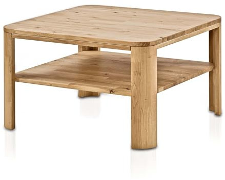WOODLIVE DESIGN BY NATURE Massivholz Couchtisch Merlin quadratisch aus Wildeiche, geölter Wohnzimmer-Tisch, 75 x 75 cm