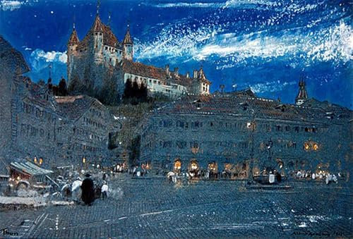 ARToPHIIU Vintage Leinwand Wandkunst Wandbilder Drucke Poster Grafti Leinwanddruck Thun von Albert Goodwin Leinwand Druck Malerei für Wohnzimmerdekoration 60x90cm