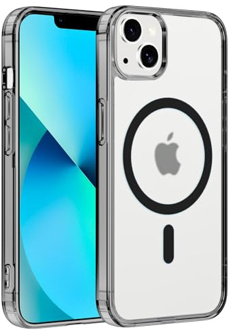 Coiwxmoi Cover Magnetica per Apple iPhone 13 mini Case per Magsafe,Sottile Trasparente Morbido Silicone TPU + Hard PC Custodia Antiurto Anti-Graffio Protettiva Cover per iPhone 13 mini 5,4,Nero