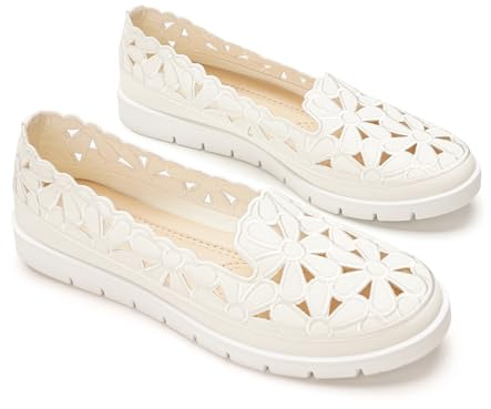 GLAMORA Bailarinas Mujer Caladas Diseño Floral Zapatos Planos Plataforma Ligera Suela Flexible Antideslizante Plantilla Blanda Cómodas Transpirables Calzado Verano