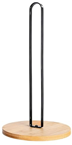 Küchenrollenhalter Stehend 26 x 16 cm, Edelstahl Küchenpapierhalter Schwarz Papierrollenhalter für Küchenrolle Arbeitsplatte, Papierhandtuchhalter für Rollen, Folie