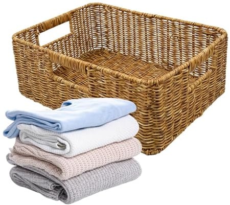 Wasserdichter Rattan-Aufbewahrungskorb, Mehrzweck-Organizer für Spielzeug, Bücher, Snacks, Wäsche und Zuhause, in Küche, Schlafzimmer oder Bad, Zuhause, drinnen, draußen, Outdoor, Camping