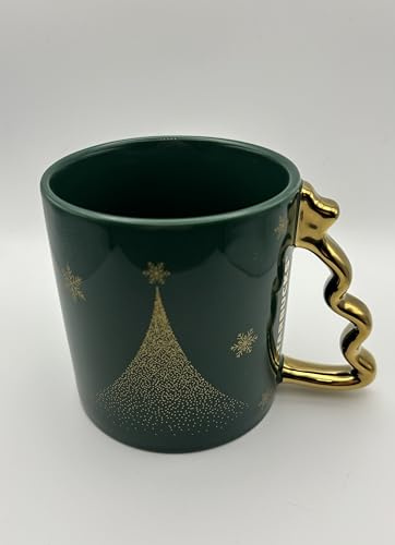 STARBUCKS Tasse de Noël, en édition limitée, verte, avec poignée de sapin de Noël dorée, 355 ml