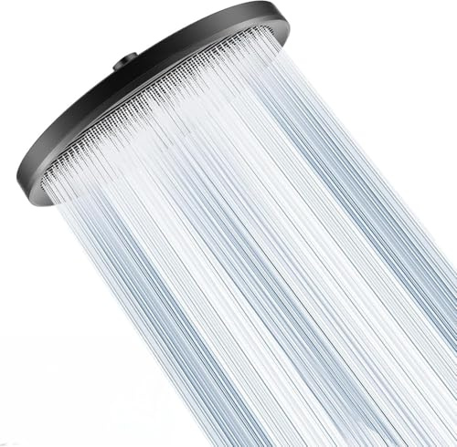 Ronvie Self-Cleaning Rainfall Shower Heads, 11 Inch, Black | Fixed Shower Head, High Pressure Overhead Shower Head with self-Cleaning Mechanism