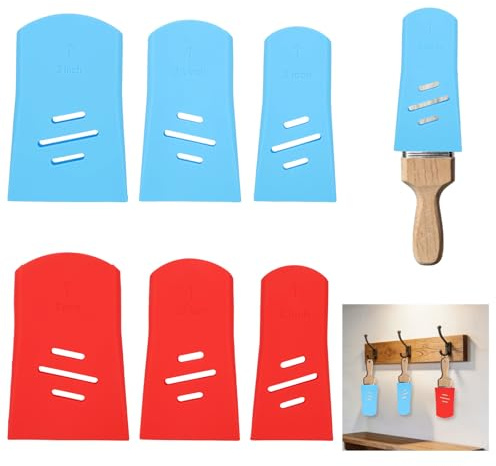 Goktvai Silicone Paint Brush Covers Case, 6-Pack Silicone Brush Protector Sleeves & Organizer Holder - 3 Sizes for Artist, House Painting Supplies Storage (Blue & Red)