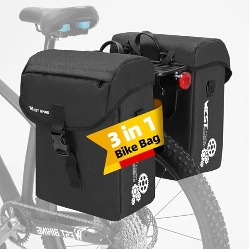 HONGYEA Fahrradtasche für Gepäckträger - 35L Fahrradtasche Doppeltasche mit Tragegriff & Schultergurt, Reflektierend, leicht zu reinigen, Laptopfach, Gepäckträgertasche für E-Bike MTB & Citybike