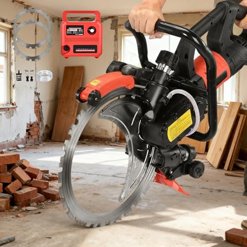 Electric Concrete Saw 16 in, 9500W Motor Circular Cutter with 11.4 in Cutting Depth, Includes Water Line, Pump and 2 Blades for Stone and Brick Cutting