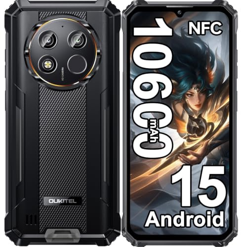 OUKITEL WP28E Rugged Smartphone 2026-10600mAh Telefono Indistruttibile | 16GB+64B/1TB Smartphone Rugged, 6.52 Celluare Antiurto, 13MP Cellulare Impermeabile, Android 15/4G Dual SIM/OTG/NFC, Nero