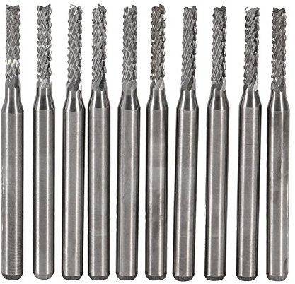 10 Stück 2mm Hartmetall-Schaftfräser, Gravur-Bits, Schnitzbohrer, SMT/CNC/PCB-Fräser, Hartmetall-Fräser CNC Routerspitzen 37 mm 2 SMT PCB Schneidewerkzeug