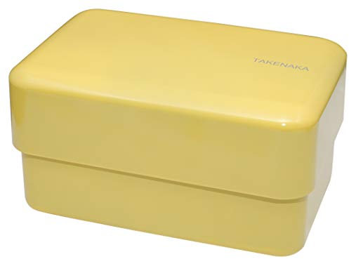 Bento Knabberbox, umweltfreundliche Lunchbox, hergestellt in Japan, BPA- und Schilfrohrfrei, mikrowellen- und spülmaschinenfest, Takenaka Bento Box (Zitronen-Zest *Band: orange)