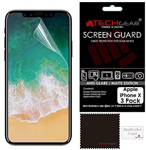 TECHGEAR [Pack of 3] ANTI GLARE Screen Protectors for iPhone 11 Pro, iPhone XS iPhone X - MATTE Screen Protectors with Cloth & Application Card Compatible with Apple iPhone XS, X, iPhone 11 Pro Matte