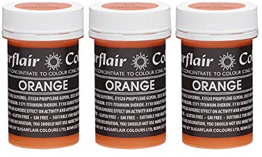 Sugarflair Orange Pastel Food Colouring Paste, Highly Concentrated for Use with Sugar Pastes, Buttercream, Royal Icing or Cake Mix, Subtle Colour Dye - 25g (Pack of 3)