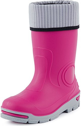 Ladeheid Kinder Mädchen Jungen Gummistiefel Regenschuhe mit Warme Socke LARB013 (Rosa, 35 36 EU)
