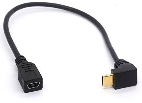 HTGuoji Mini USB auf Typ C Kabel Kordel, Rechts gewinkelt USB 3.1 Typ C Stecker auf Mini 5-Pin B USB-Buchse Adapter für Laptop, MacBook, Kamera, HDD (USB C/TypeC Positive)