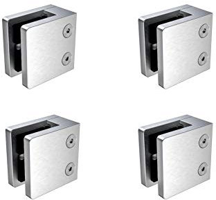Inline Design 4 x Large 55mm 2.17 Square Glass Clamp for Flat Surface (Stainless Steel 316) by