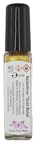 8ml Fineliner, Nailartliner Gold Metallic in Glasflasche, deckend. Auf Lackbasis
