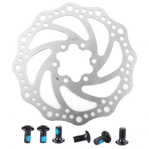 VIFER Disco de Freno de Bicicleta, Rotor de Discos Freno de Acero Inoxidable con 6 Tornillos para Bicicleta de Montaña Pastillas de Freno de Bicicleta (140mm)