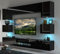 Furnitech Wohnwand Wohnzimmer - Wohnzimmer Möbel mit LED Weiß - Hängend Wohnwand Modern - Wohnzimmer Schrankwand mit Regale und TV Schrank (Besta DAN1-17B-HG20 1B)