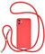 UEEBAI Crossbody Lanyard Phone case for iPhone 11 6.1 inch, Silicone Phone Cover with Adjustable Necklace Strap Soft Belt Neck Cord Lanyard Shockproof Protective Case - Red