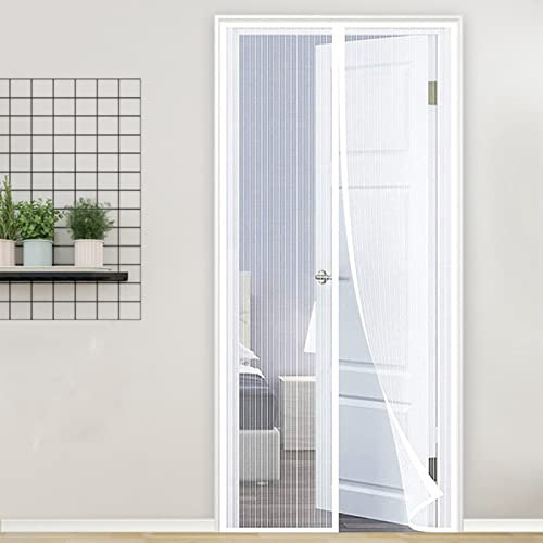 Tenda Zanzariere Porta 170x240cm(67x94inch) Traspirante e fresco anti zanzare e insetti Tende Zanzariere si Chiude da Sola Per Tutte Le Finestra o Porte, Bianco