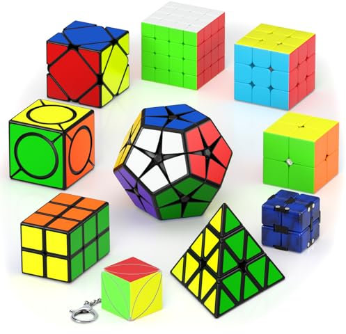 Vdealen Zauberwürfel Set, Speed Cube von 2x2 3x3 4x4 2x2x3 Skewb Pyramide Megaminx Infinity Ivy Zauberwürfel Original, Magic Cube Würfel Puzzle Geschenk für Kinder und Erwachsene(10er Pack)