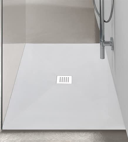 Arredobagno e Cucine Piatto Doccia 80x170 Effetto Pietra Bianco Rettangolare in SMC riducibile