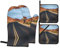 Highway In Desert With Rocks Ofenhandschuhe und Topflappen-Sets, Futter für Küche, Backen, Grillen, 4 Stück