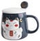 lachineuse - Tazza in rilievo - Decorazioni Gatto Maneki Neko - Tonalità blu - Accompagnata dal suo cucchiaio - Decorazione giapponese - Idea regalo Giappone Asia