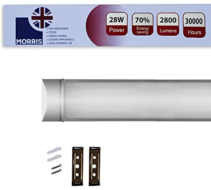 Morris LED Batten Slimline Tube Light 2FT 4FT 5FT 6FT Wall/Ceiling Mount 6000k (3FT (90cms))