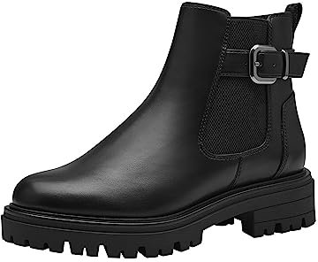 Tamaris Damen Stiefelette Blockabsatz bequem; BLACK, EU 39