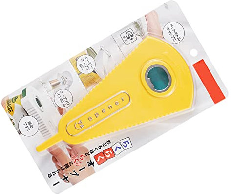 Abridor de Tapas de Botellas para el Hogar, Desenroscador de Tapas Multifuncional, Abridor de Tapas de Tarros con Apertura en Forma de V para Cocina Casera (Amarillo)