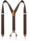 HISDERN Herren 3,5 cm breiter Hosenträger in Y-Form mit sehr Starken 4 Metall Clip für Männer und Damen elastisch und verstellbar Braun