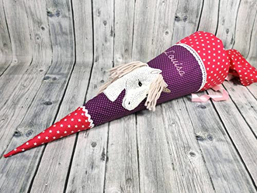Schultüte Einhorn mit Name lila pink Zuckertüte Mädchen 70cm oder 85cm