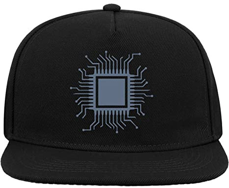 Processor CPU Minimalist Art 5-Panel-Baseballmütze mit flachem Visier und Snapback Schwarz