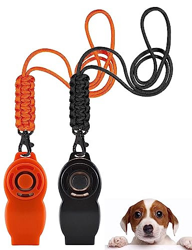 TODREMOU Hundepfeife Rütter Rückruf X 2 Pack-Hochfrequenter Ton, 2-In-1-Design, Professionelles Hundetraining, Kann Vom Menschlichen Ohr Gehört Werden,A (Schwarz+Orange)